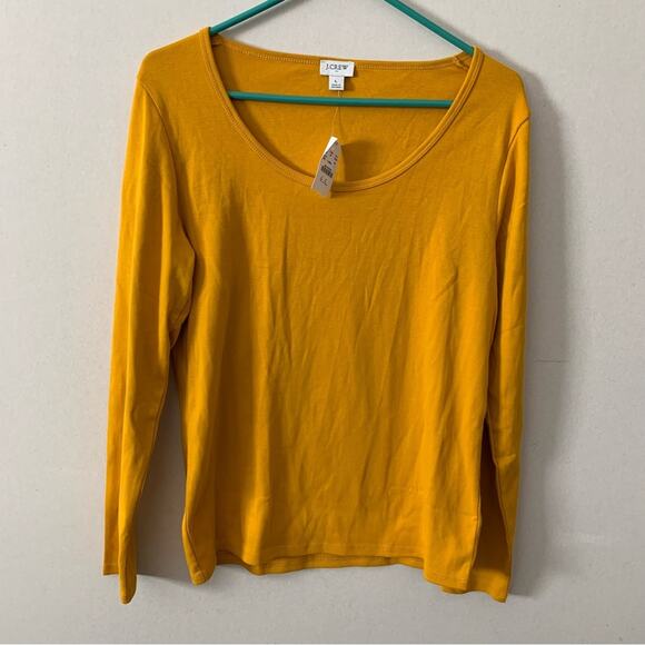NWT JCrew Factory Fine Rib Scoop Neck Yellow Long Sleeve - Picture 1 of 4